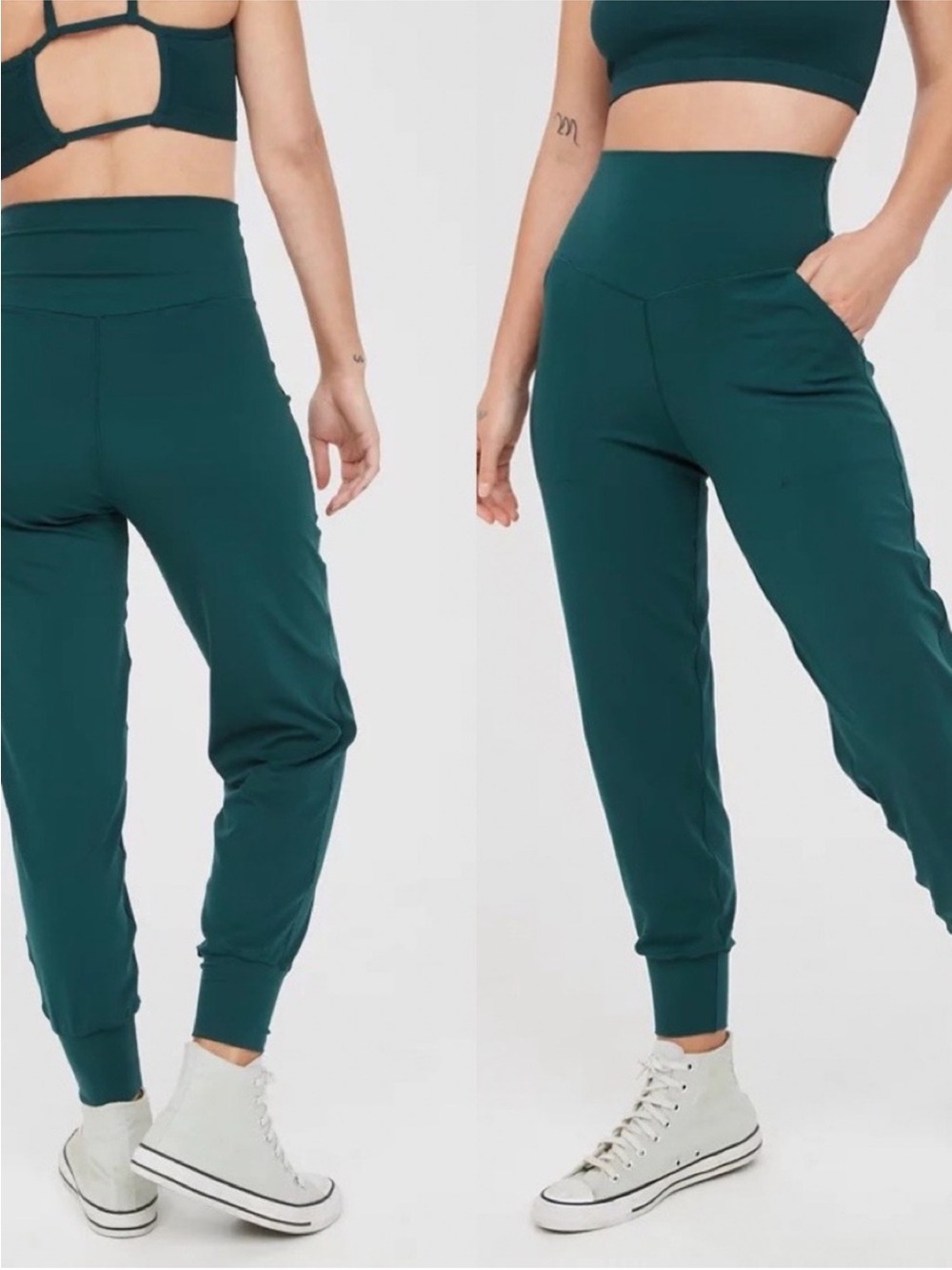 Off-Line by Aerie Real Me Joggers Green High-Waist Active Leggings Size Medium